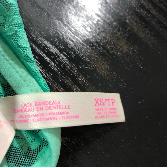 Victoria’s Secret Pink XS Lace Bandeau Teal/Pink - Picture 7 of 7